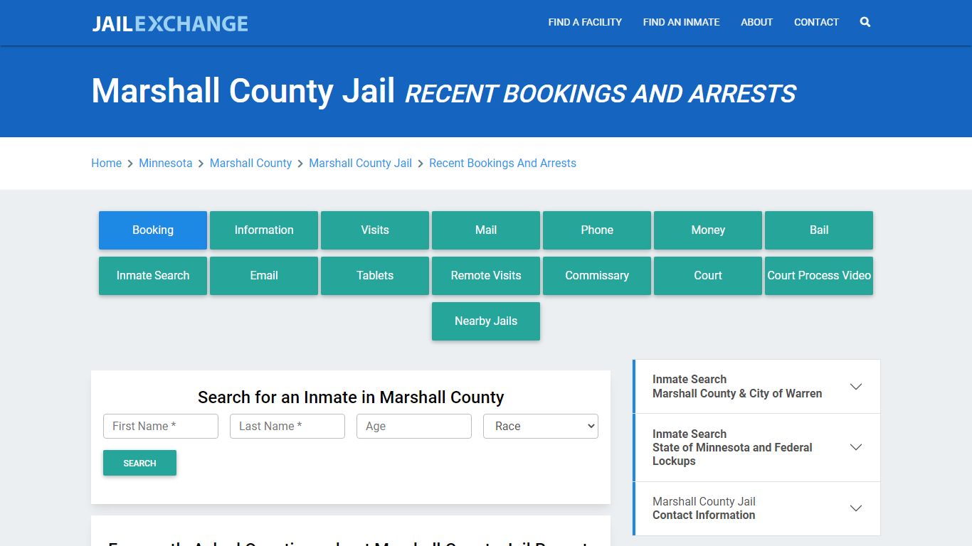 Marshall County Jail MN Recent Arrests and Bookings - Jail Exchange